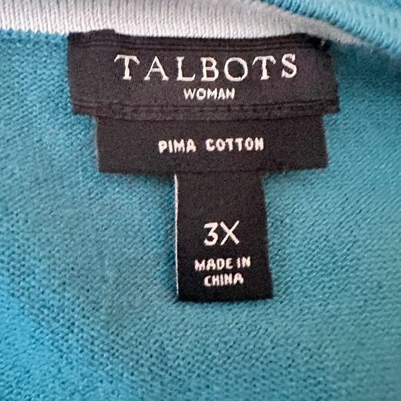 NWOT Talbots Plus Striped Button-Down Cardigan Womens 3X Blue White Pima Cotton - Picture 4 of 8